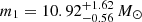 $ m_1 = 10.92^{+1.62}_{-0.56} \,M_{\odot} $