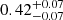 $ 0.42^{+0.07}_{-0.07} $