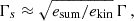 $$ \begin{aligned} \Gamma _s \approx \sqrt{e_\mathrm{sum} /e_\mathrm{kin} } \, \Gamma \, , \end{aligned} $$