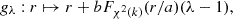 $$ \begin{aligned} g_\lambda : r \mapsto r + b F_{\chi ^2(k)}(r/a)(\lambda - 1), \end{aligned} $$