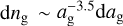 ${\rm{d}}{n_{\rm{g}}}\~a_{\rm{g}}^{ - 3.5}{\rm{d}}{a_{\rm{g}}}$