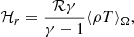 $$ \begin{aligned}&\mathcal{H} _r = \frac{\mathcal{R} \gamma }{\gamma -1}\langle {\rho T}\rangle _{\Omega }, \end{aligned} $$