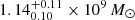 $ 1.14^{+0.11}_{0.10}\times10^{9}\,M_{\odot} $