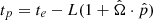 $ t_p = t_e - L(1 + \hat{\Omega}\cdot\hat{p}) $