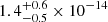 $ 1.4^{+0.6}_{-0.5}\times 10^{-14} $