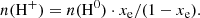 $$ \begin{aligned} n(\mathrm{H}^{+}) = n(\mathrm{H}^{0})\cdot x_{\rm e}/(1-x_{\rm e}). \end{aligned} $$
