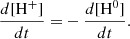 $$ \begin{aligned} \frac{d[\mathrm{H}^+]}{dt} =&- \frac{d[\mathrm{H}^0]}{dt}. \end{aligned} $$