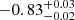 $ -0.83^{+0.03}_{-0.02} $