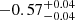 $ -0.57^{+0.04}_{-0.04} $