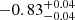 $ -0.83^{+0.04}_{-0.04} $