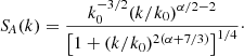 $$ \begin{aligned} {S\!}_A(k)= \frac{k_0^{-3/2} (k/k_0)^{\alpha /2-2}}{\big [1+ (k/k_0)^{2(\alpha +7/3)}\big ]^{1/4}}\cdot \end{aligned} $$