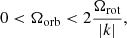 $$ \begin{aligned} 0<\Omega _{\mathrm{orb} } < 2\dfrac{\Omega _{\mathrm{rot} }}{\vert k\vert }, \end{aligned} $$
