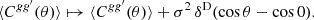 $$ \begin{aligned} \langle {C^{gg^{\prime }}(\theta )}\rangle \mapsto \langle {C^{gg^{\prime }}(\theta )}\rangle + \sigma ^2 \, \delta ^\mathrm{D}(\cos \theta - \cos 0). \end{aligned} $$