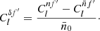 $$ \begin{aligned} C_l^{\delta f^{\prime }} = \frac{C_l^{nf^{\prime }} - C_l^{\bar{n} f^{\prime }}}{\bar{n}_0}\cdot \end{aligned} $$