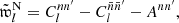 $$ \begin{aligned} \tilde{\mathfrak{w} }_l^{\mathrm{N} } = C_l^{nn^{\prime }} - C_l^{\bar{n}\bar{n}^{\prime }} - A^{nn^{\prime }}, \end{aligned} $$