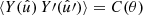 $ \langle{Y(\hat{u}) \, Y\prime(\hat{u}\prime)}\rangle = C(\theta) $