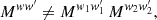 $$ \begin{aligned} M^{ww^{\prime }} \ne M^{w_1w_1^{\prime }} \, M^{w_2w_2^{\prime }}, \end{aligned} $$
