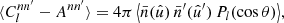 $$ \begin{aligned} \langle {C_l^{nn^{\prime }} - A^{nn^{\prime }}}\rangle = 4\pi \,\big \langle {\bar{n}(\hat{u}) \, \bar{n}^{\prime }(\hat{u}^{\prime }) \, P_l(\cos \theta )}\big \rangle , \end{aligned} $$