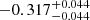 $ -0.317_{-0.044}^{+0.044} $