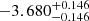 $ -3.680_{-0.146}^{+0.146} $
