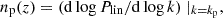 $$ \begin{aligned} n_\mathrm{p} (z)&= \left(\mathrm{d} \log P_{\rm lin} / \mathrm{d} \log k\right)\mid _{k = k_\mathrm{p} }, \end{aligned} $$