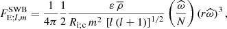 $$ \begin{aligned} F_{\mathrm{E};l,m}^\mathrm{SWB}=\frac{1}{4\pi }\frac{1}{2}\frac{{\varepsilon }\,\overline{\rho }}{R_{\rm i;c}\,m^2\,\left[l\left(l+1\right)\right]^{1/2}}\left(\frac{\widehat{\omega }}{N}\right)\left(r{\widehat{\omega }}\right)^3 ,\end{aligned} $$