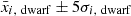 $ \bar{x}_{i,\ \mathrm{dwarf}} \pm 5\sigma_{i,\ \mathrm{dwarf}} $