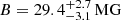 $ B = 29.4_{-3.1}^{+2.7} \, \mathrm{MG} $