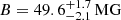 $ B = 49.6_{-2.1}^{+1.7} \, \mathrm{MG} $