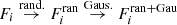 $ F_i \stackrel{\mathrm{rand.}}{\rightarrow} F_i^{\mathrm{ran}} \stackrel{\mathrm{Gaus.}}{\rightarrow} F_i^{\mathrm{ran+Gau}} $