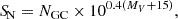 $$ \begin{aligned} {S\!}_{\rm N} = N_{\rm GC} \times 10^{0.4(M_V+15)}, \end{aligned} $$