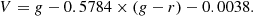 $$ \begin{aligned} V = g - 0.5784 \times (g-r) - 0.0038. \end{aligned} $$