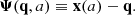 $$ \begin{aligned} \boldsymbol{\Psi }(\mathbf q ,a) \equiv \mathbf x (a) - \mathbf q . \end{aligned} $$