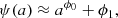 $$ \begin{aligned} \psi (a) \approx a^{\phi _0} + \phi _1, \end{aligned} $$