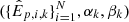 $ (\{\hat{E}_{p,i,k}\}_{i=1}^{N}, \alpha_k, \beta_k) $