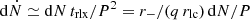 $ \mathrm{d} \dot{N} \simeq \mathrm{d}N \,t_{\mathrm{rlx}}/P^2 = r_- / (q\,r_{\mathrm{lc}})\, \mathrm{d}N / P $