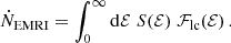 $$ \begin{aligned} \dot{N}_{\rm EMRI}&= \int _0^\infty \mathrm{d} \mathcal{E} \; S(\mathcal{E} ) \; \mathcal{F} _{\rm lc}(\mathcal{E} ) \, . \end{aligned} $$