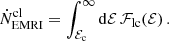 $$ \begin{aligned} \dot{N}_{\rm EMRI}^\mathrm{cl}&= \int _{\mathcal{E} _{\rm c}}^{\infty } \mathrm{d} \mathcal{E} \,\mathcal{F} _{\rm lc}(\mathcal{E} ) \, . \end{aligned} $$