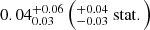 $ 0.04^{+0.06}_{0.03} \left(^{+0.04}_{-0.03} \ \mathrm{stat}.\right) $