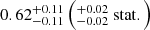 $ 0.62^{+0.11}_{-0.11} \left(^{+0.02}_{-0.02} \ \mathrm{stat}.\right) $