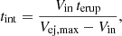 $$ \begin{aligned} t_{\rm int} = \frac{V_{\rm in}\,t_{\rm erup}}{V_{\rm ej,max} - V_{\rm in}}, \end{aligned} $$