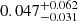$ 0.047_{-0.031}^{+0.062} $