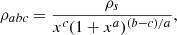 $$ \begin{aligned} \rho _{abc} = \frac{\rho _s}{x^c(1+x^a)^{(b-c)/a}}, \end{aligned} $$