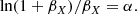 $$ \begin{aligned} \ln (1+\beta _X)/\beta _X=\alpha . \end{aligned} $$