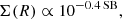 $$ \begin{aligned} \Sigma (R)\propto 10^{-0.4\, \mathrm{SB}}, \end{aligned} $$