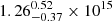 $ 1.26^{0.52}_{-0.37}\times 10^{15} $