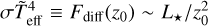 $\sigma \mathop T\limits^ _{{\rm{eff}}}^4 \equiv {F_{{\rm{diff}}}}\left( {{_0}} \right) \sim {L_ \star }/_0^2$
