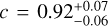 $c = 0.92_{ - 0.06}^{ + 0.07}$