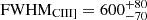 $ \mathrm{FWHM_{CIII]}} = 600^{+80}_{-70} $