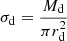 $ \sigma_{\mathrm{d}} = \frac{M_{\mathrm{d}}}{\pi r_{\mathrm{d}}^2} $